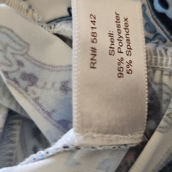 NWOT Boston Proper Paisley Long Sleeve Cold Shoulder Ruched Blouse. LARGE. Blue - Picture 12 of 13